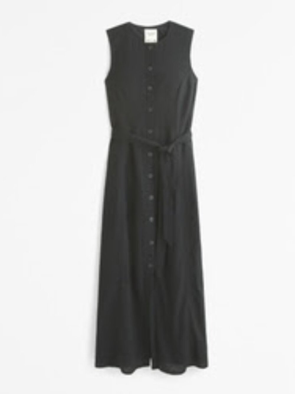 Abercrombie Linen-Blend Belted Midi Button Down Dress Black XS Petite 0